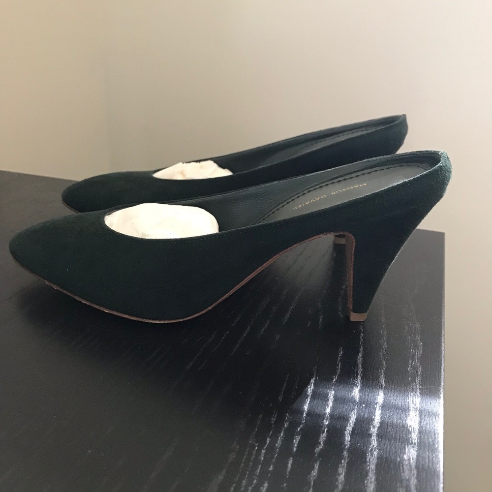 Mansur Gavriel Heel Slipper Mule Dark Green Suede